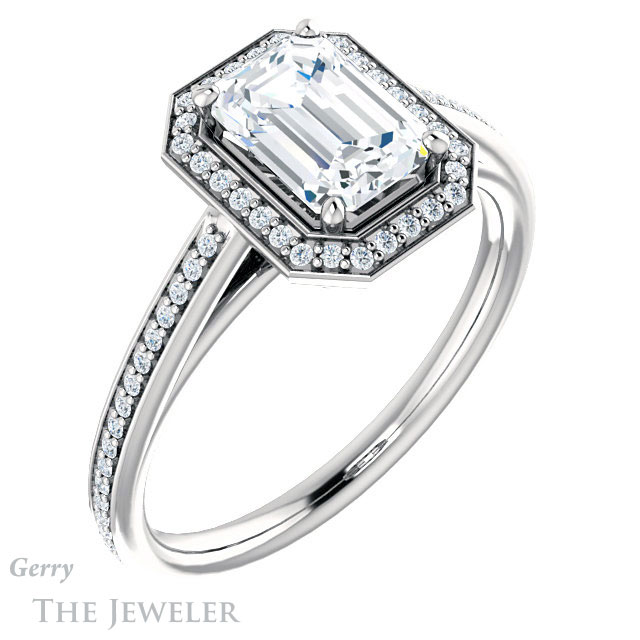 Emerald Cut Forever Brilliant Moissanite Engagement Ring #GTJ1225-emerald-fb-w