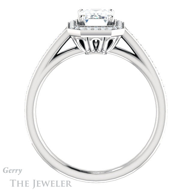 Emerald Cut Forever Brilliant Moissanite Engagement Ring #GTJ1225-emerald-fb-w