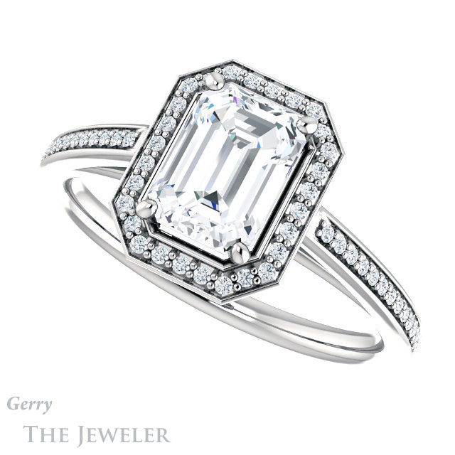 Emerald Cut Forever Brilliant Moissanite Engagement Ring #GTJ1225-emerald-fb-w