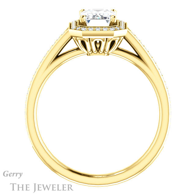 Emerald Cut Forever Brilliant Moissanite Engagement Ring #GTJ1225-emerald-fb-y