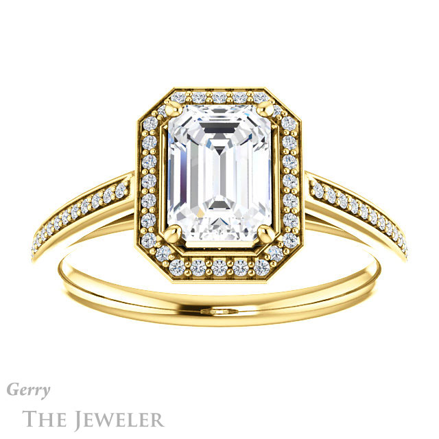 Emerald Cut Forever Brilliant Moissanite Engagement Ring #GTJ1225-emerald-fb-y