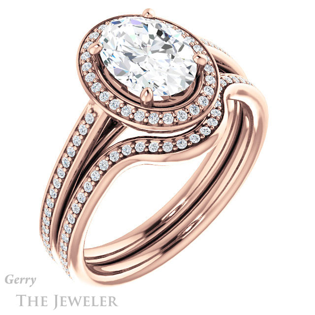 Oval Shaped Forever One Moissanite Engagement Ring #GTJ1225-oval-fo-r