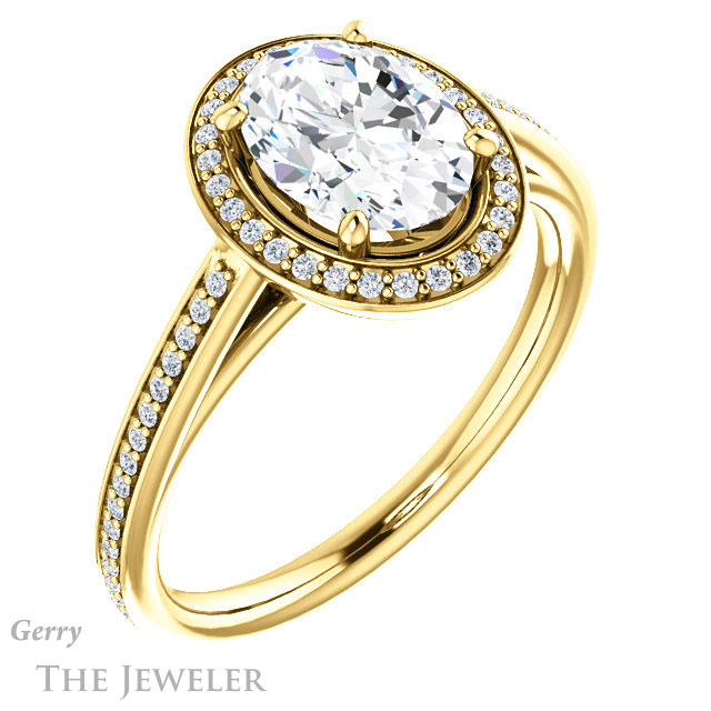 Oval Shaped Forever One Moissanite Engagement Ring #GTJ1225-oval-fo-y