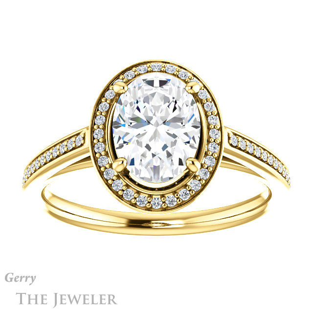 Oval Shaped Forever One Moissanite Engagement Ring #GTJ1225-oval-fo-y