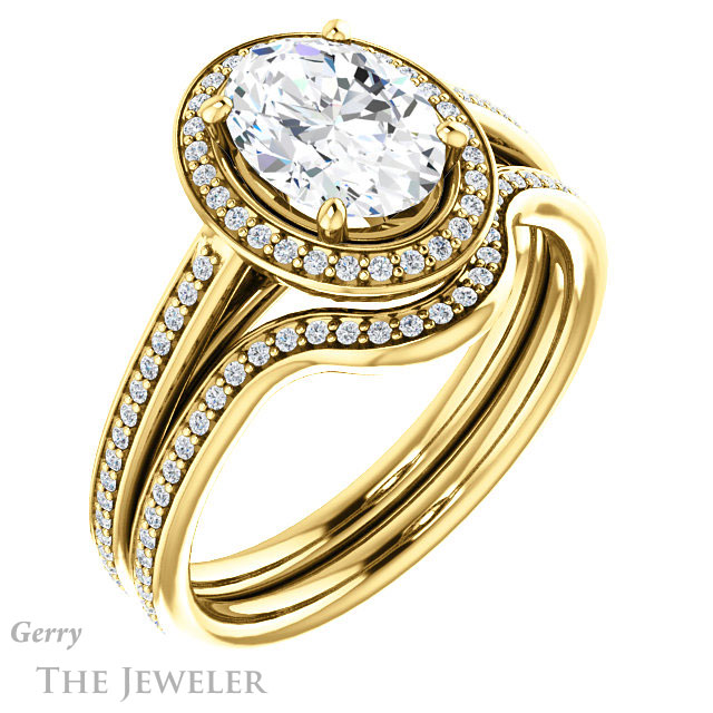 Oval Shaped Forever One Moissanite Engagement Ring #GTJ1225-oval-fo-y