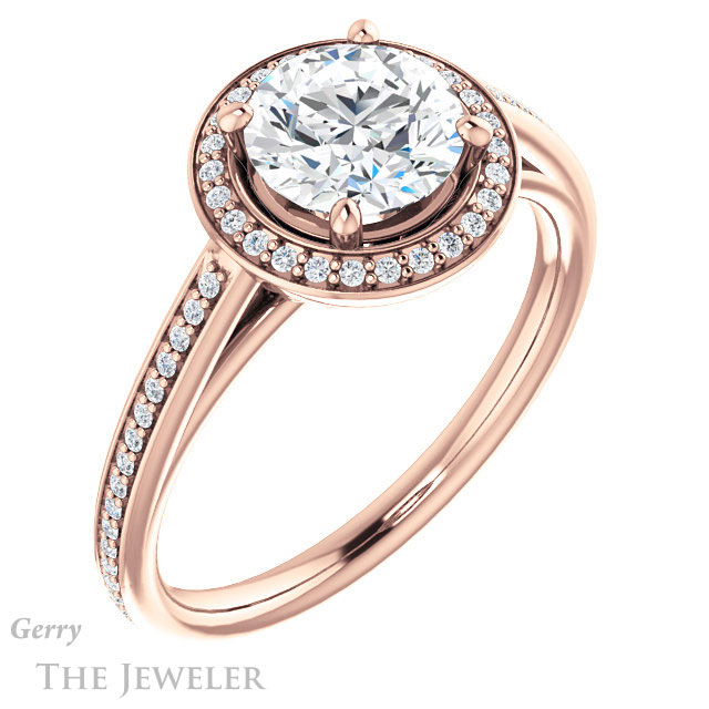 Round Cut Forever One Moissanite Engagement Ring #GTJ1225-round-fo-r