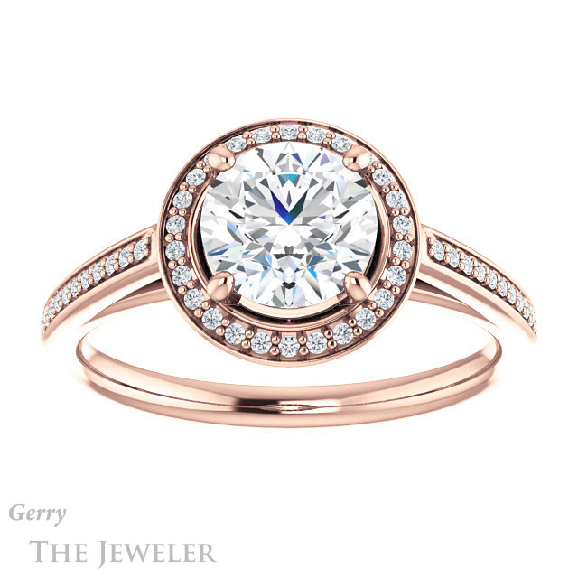 Round Cut Forever One Moissanite Engagement Ring #GTJ1225-round-fo-r