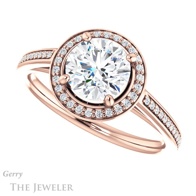 Round Cut Forever One Moissanite Engagement Ring #GTJ1225-round-fo-r