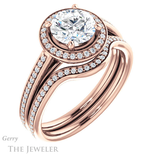 Round Cut Forever One Moissanite Engagement Ring #GTJ1225-round-fo-r