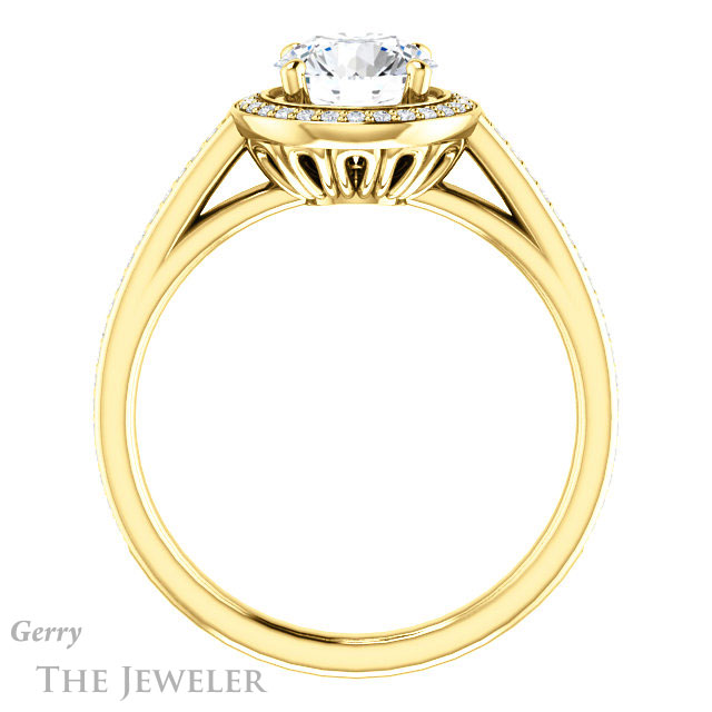 Round Cut Forever One Moissanite Engagement Ring #GTJ1225-round-fo-y