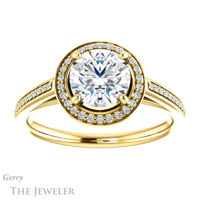 Round Cut Forever One Moissanite Engagement Ring #GTJ1225-round-fo-y