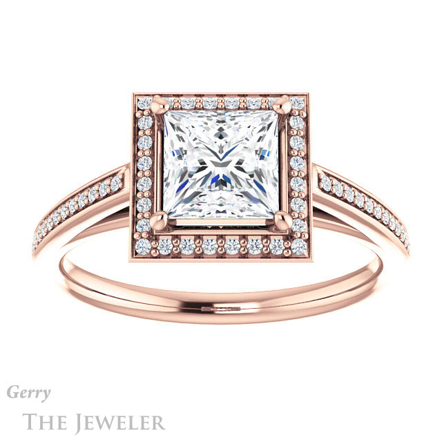 Princess Cut Forever One Moissanite Engagement Ring #GTJ1225-square-fo-r