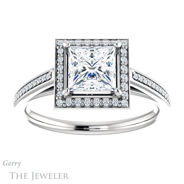 Princess Cut Forever One Moissanite Engagement Ring #GTJ1225-square-fo-w