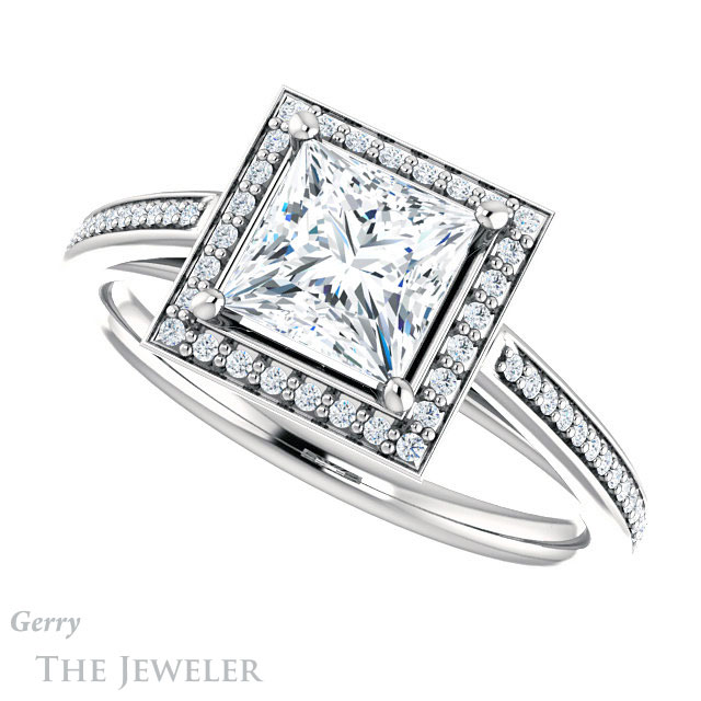 Princess Cut Forever One Moissanite Engagement Ring #GTJ1225-square-fo-w
