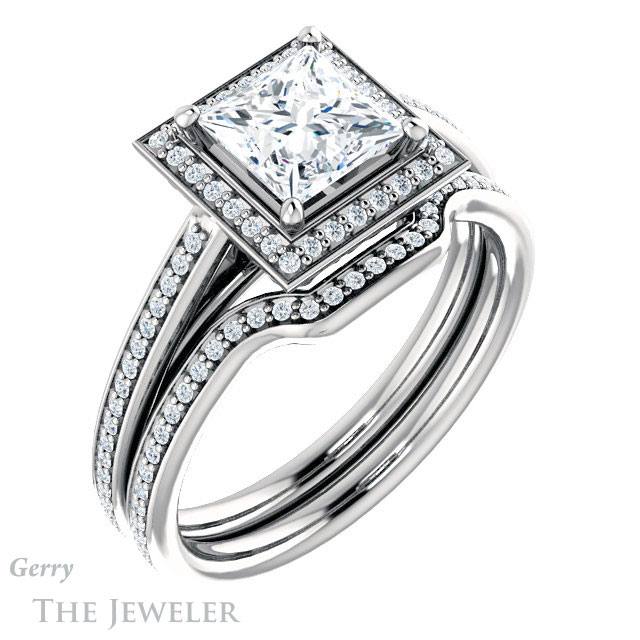 Princess Cut Forever One Moissanite Engagement Ring #GTJ1225-square-fo-w