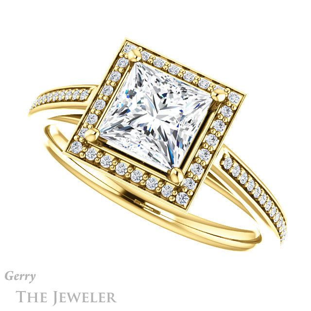 Princess Cut Forever One Moissanite Engagement Ring #GTJ1225-square-fo-y