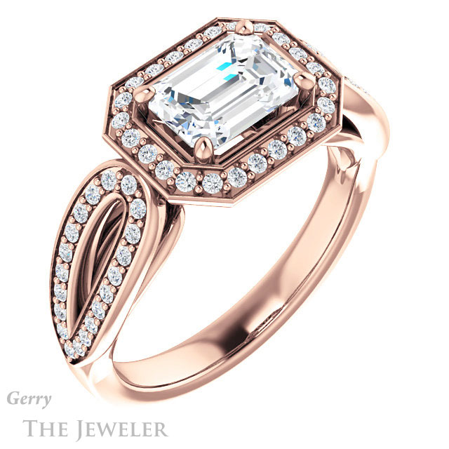 Emerald Cut Forever One Moissanite Engagement Ring #GTJ1226-emerald-fb-r | Gerry The Jeweler Emerald Cut Forever Brilliant Moissanite Engagement Ring #GTJ1226-emerald-fb-r