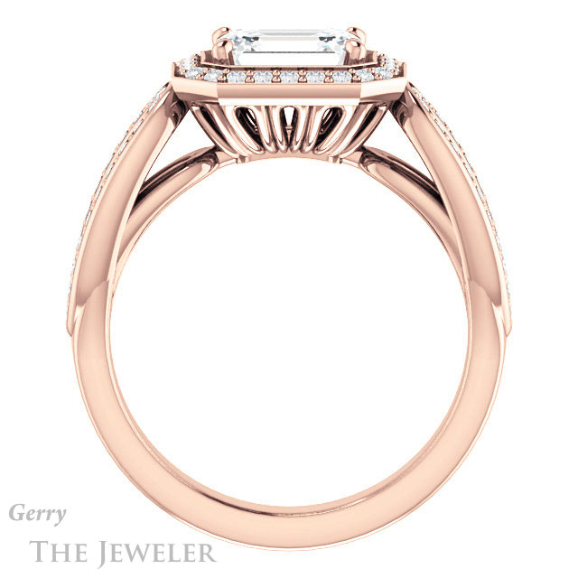 Emerald Cut Forever One Moissanite Engagement Ring #GTJ1226-emerald-fb-r | Gerry The Jeweler Emerald Cut Forever Brilliant Moissanite Engagement Ring #GTJ1226-emerald-fb-r