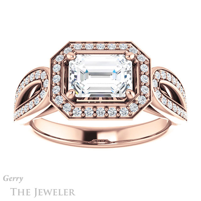 Emerald Cut Forever One Moissanite Engagement Ring #GTJ1226-emerald-fb-r | Gerry The Jeweler Emerald Cut Forever Brilliant Moissanite Engagement Ring #GTJ1226-emerald-fb-r