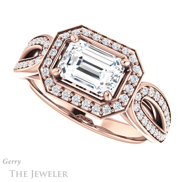 Emerald Cut Forever One Moissanite Engagement Ring #GTJ1226-emerald-fb-r | Gerry The Jeweler Emerald Cut Forever Brilliant Moissanite Engagement Ring #GTJ1226-emerald-fb-r
