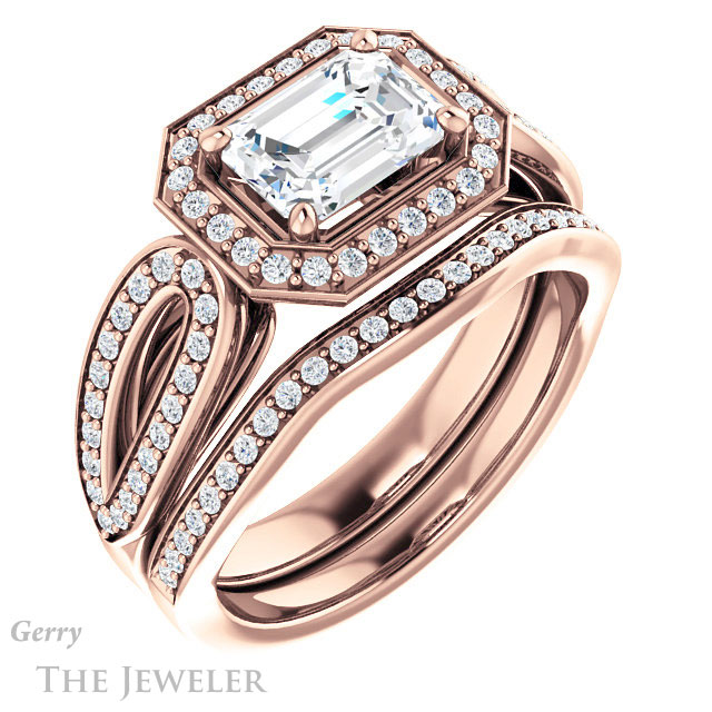 Emerald Cut Forever One Moissanite Engagement Ring #GTJ1226-emerald-fb-r | Gerry The Jeweler Emerald Cut Forever Brilliant Moissanite Engagement Ring #GTJ1226-emerald-fb-r
