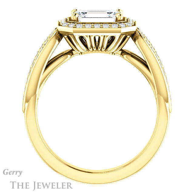 Emerald Cut Forever One Moissanite Engagement Ring #GTJ1226-emerald-fb-y | Gerry The Jeweler Emerald Cut Forever Brilliant Moissanite Engagement Ring #GTJ1226-emerald-fb-y