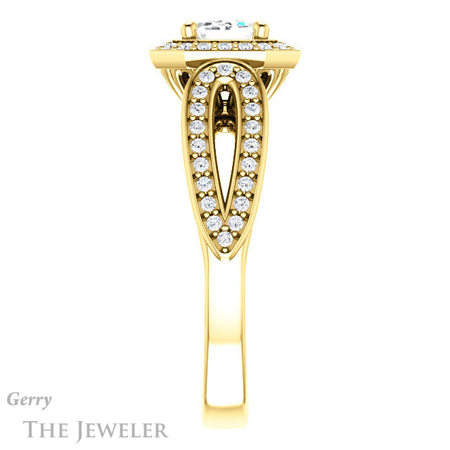 Emerald Cut Forever One Moissanite Engagement Ring #GTJ1226-emerald-fb-y | Gerry The Jeweler Emerald Cut Forever Brilliant Moissanite Engagement Ring #GTJ1226-emerald-fb-y