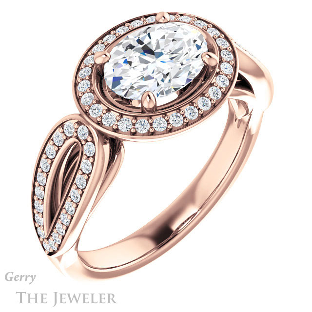 Oval Shaped Forever One Moissanite Engagement Ring #GTJ1226-oval-fo-r | Gerry The Jeweler Oval Shaped Forever One Moissanite Engagement Ring #GTJ1226-oval-fo-r