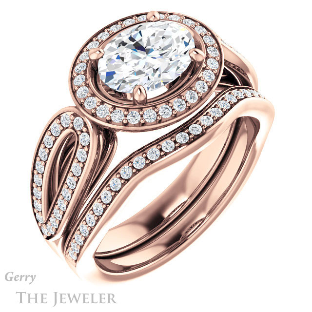 Oval Shaped Forever One Moissanite Engagement Ring #GTJ1226-oval-fo-r | Gerry The Jeweler Oval Shaped Forever One Moissanite Engagement Ring #GTJ1226-oval-fo-r