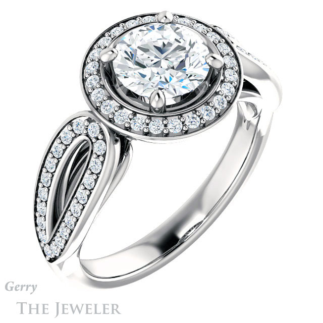 Round Cut Forever One Moissanite Engagement Ring #GTJ1226-round-fo-w | Gerry The Jeweler Round Cut Forever One Moissanite Engagement Ring #GTJ1226-round-fo-w