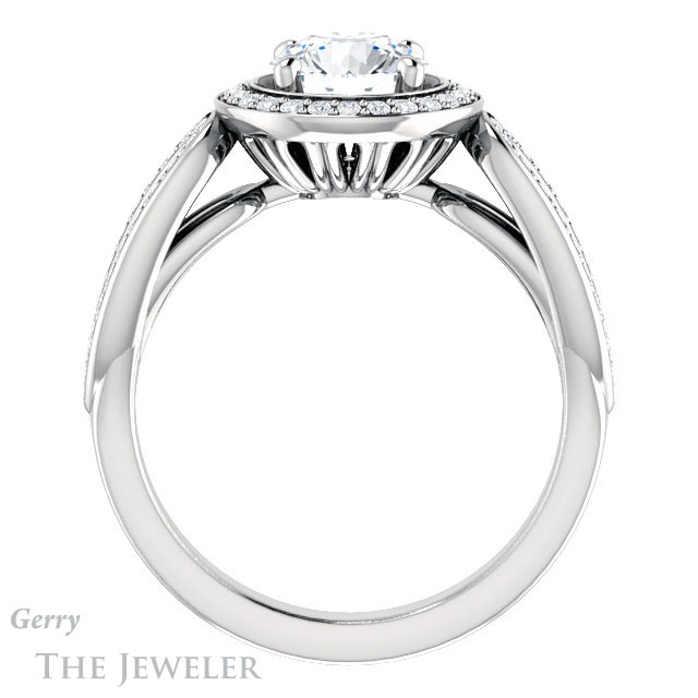 Round Cut Forever One Moissanite Engagement Ring #GTJ1226-round-fo-w | Gerry The Jeweler Round Cut Forever One Moissanite Engagement Ring #GTJ1226-round-fo-w