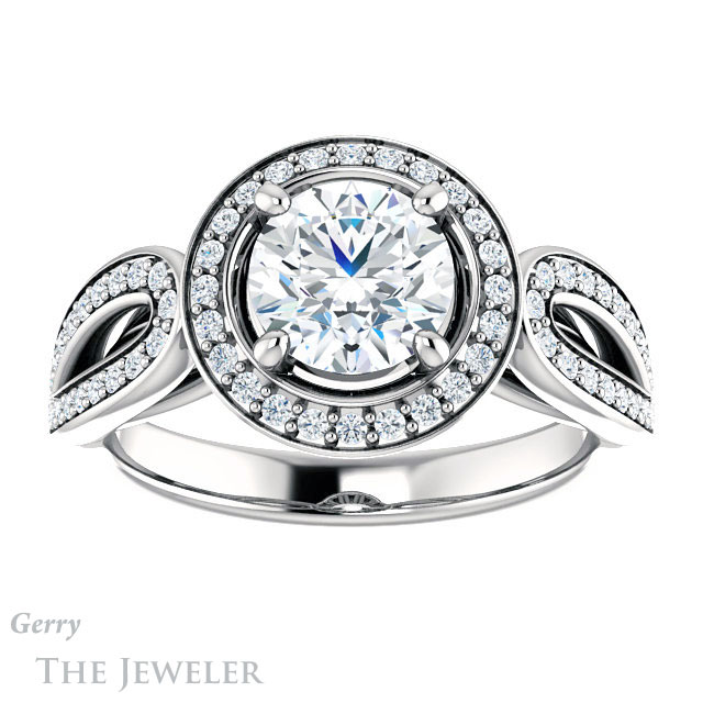 Round Cut Forever One Moissanite Engagement Ring #GTJ1226-round-fo-w | Gerry The Jeweler Round Cut Forever One Moissanite Engagement Ring #GTJ1226-round-fo-w