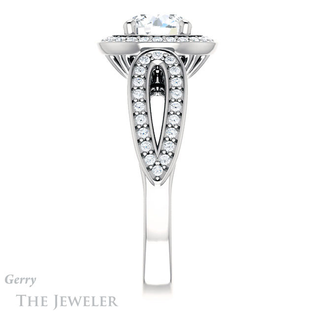 Round Cut Forever One Moissanite Engagement Ring #GTJ1226-round-fo-w | Gerry The Jeweler Round Cut Forever One Moissanite Engagement Ring #GTJ1226-round-fo-w