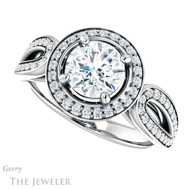 Round Cut Forever One Moissanite Engagement Ring #GTJ1226-round-fo-w | Gerry The Jeweler Round Cut Forever One Moissanite Engagement Ring #GTJ1226-round-fo-w
