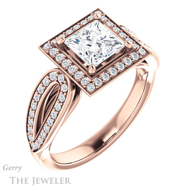 Princess Cut Forever One Moissanite Engagement Ring #GTJ1226-square-fo-r | Gerry The Jeweler Princess Cut Forever One Moissanite Engagement Ring #GTJ1226-square-fo-r