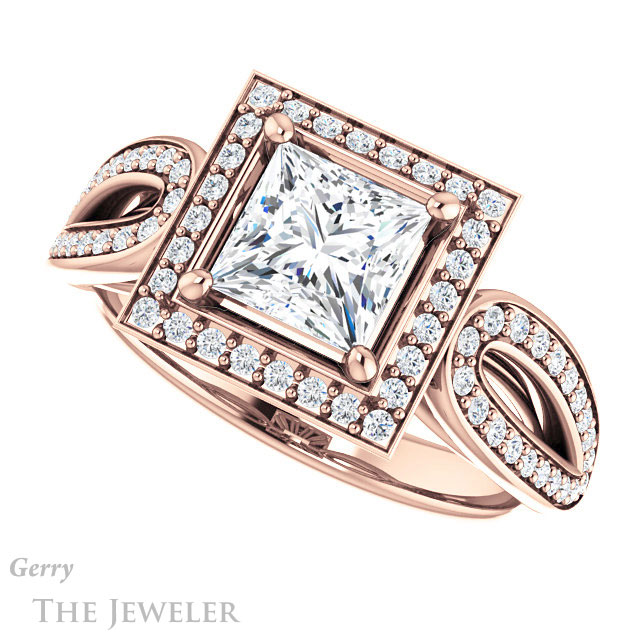 Princess Cut Forever One Moissanite Engagement Ring #GTJ1226-square-fo-r | Gerry The Jeweler Princess Cut Forever One Moissanite Engagement Ring #GTJ1226-square-fo-r