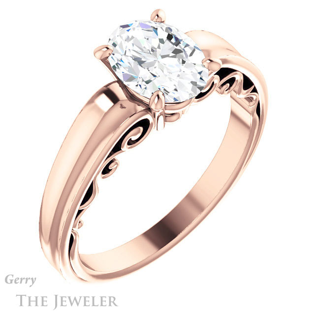 Oval Shaped Forever One Moissanite Engagement Ring #GTJ1227-oval-fo-r | Gerry The Jeweler Oval Shaped Forever One Moissanite Engagement Ring #GTJ1227-oval-fo-r