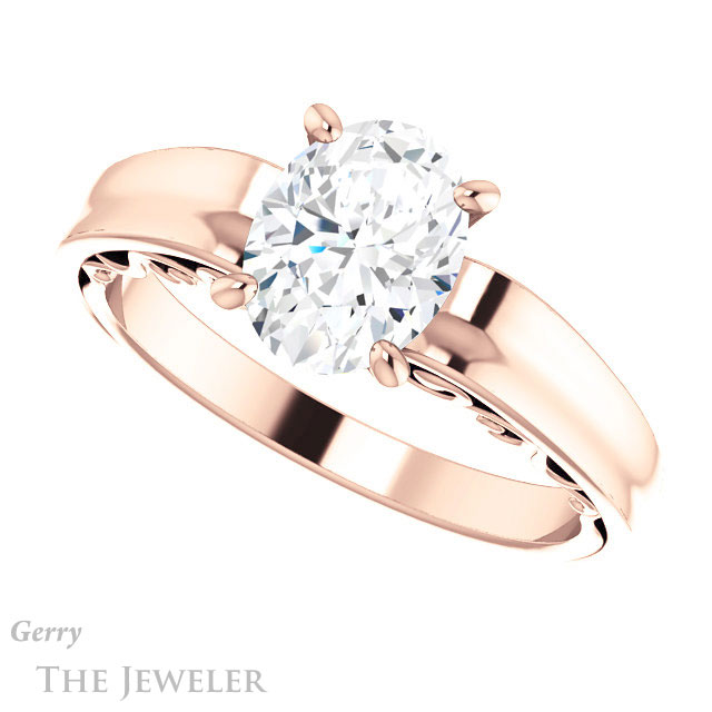 Oval Shaped Forever One Moissanite Engagement Ring #GTJ1227-oval-fo-r | Gerry The Jeweler Oval Shaped Forever One Moissanite Engagement Ring #GTJ1227-oval-fo-r
