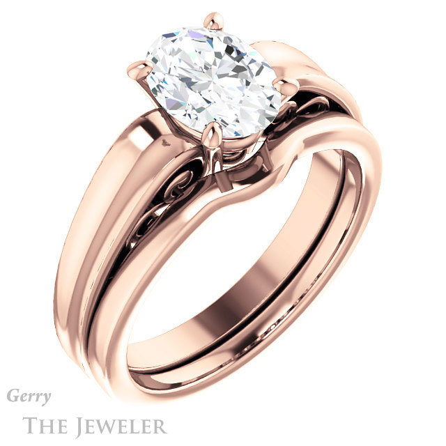Oval Shaped Forever One Moissanite Engagement Ring #GTJ1227-oval-fo-r | Gerry The Jeweler Oval Shaped Forever One Moissanite Engagement Ring #GTJ1227-oval-fo-r