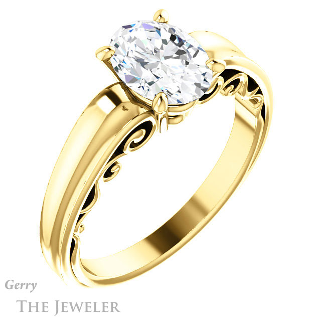 Oval Shaped Forever One Moissanite Engagement Ring #GTJ1227-oval-fo-y | Gerry The Jeweler Oval Shaped Forever One Moissanite Engagement Ring #GTJ1227-oval-fo-y