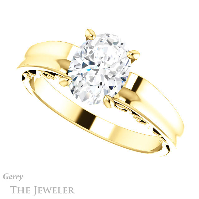 Oval Shaped Forever One Moissanite Engagement Ring #GTJ1227-oval-fo-y | Gerry The Jeweler Oval Shaped Forever One Moissanite Engagement Ring #GTJ1227-oval-fo-y