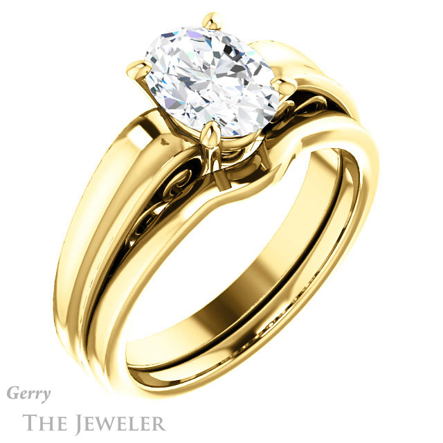Oval Shaped Forever One Moissanite Engagement Ring #GTJ1227-oval-fo-y | Gerry The Jeweler Oval Shaped Forever One Moissanite Engagement Ring #GTJ1227-oval-fo-y