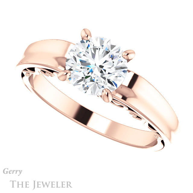 Round Cut Forever One Moissanite Engagement Ring #GTJ1227-round-fo-r | Gerry The Jeweler Round Cut Forever One Moissanite Engagement Ring #GTJ1227-round-fo-r