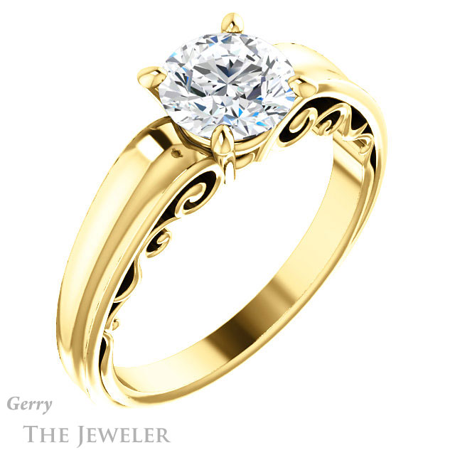 Round Cut Forever One Moissanite Engagement Ring #GTJ1227-round-fo-y | Gerry The Jeweler Round Cut Forever One Moissanite Engagement Ring #GTJ1227-round-fo-y