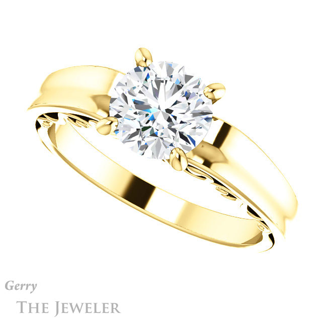 Round Cut Forever One Moissanite Engagement Ring #GTJ1227-round-fo-y | Gerry The Jeweler Round Cut Forever One Moissanite Engagement Ring #GTJ1227-round-fo-y