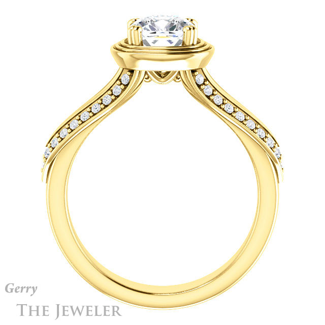 Cushion Cut Forever One Moissanite Engagement Ring #GTJ1228-cushion-fo-y | Gerry The Jeweler Cushion Cut Forever One Moissanite Engagement Ring #GTJ1228-cushion-fo-y