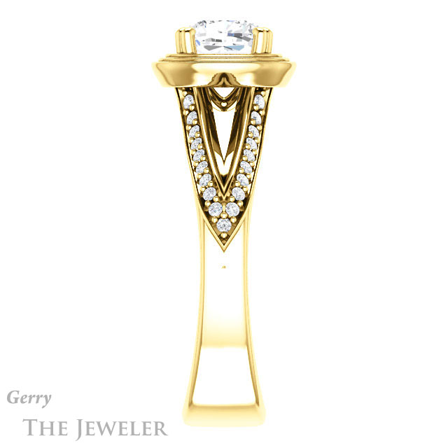 Cushion Cut Forever One Moissanite Engagement Ring #GTJ1228-cushion-fo-y | Gerry The Jeweler Cushion Cut Forever One Moissanite Engagement Ring #GTJ1228-cushion-fo-y