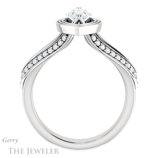 Marquise Cut Forever One Moissanite Engagement Ring #GTJ1228-marquise-fb-w | Gerry The Jeweler Marquise Cut Forever Brilliant Moissanite Engagement Ring #GTJ1228-marquise-fb-w