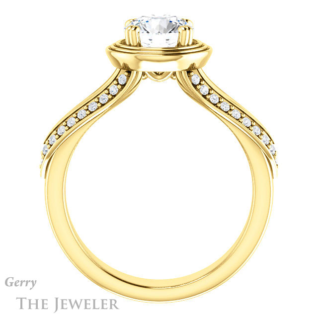 Round Cut Forever One Moissanite Engagement Ring #GTJ1228-round-fo-y | Gerry The Jeweler Round Cut Forever One Moissanite Engagement Ring #GTJ1228-round-fo-y