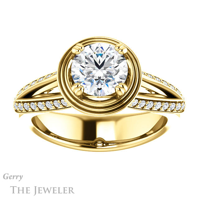 Round Cut Forever One Moissanite Engagement Ring #GTJ1228-round-fo-y | Gerry The Jeweler Round Cut Forever One Moissanite Engagement Ring #GTJ1228-round-fo-y